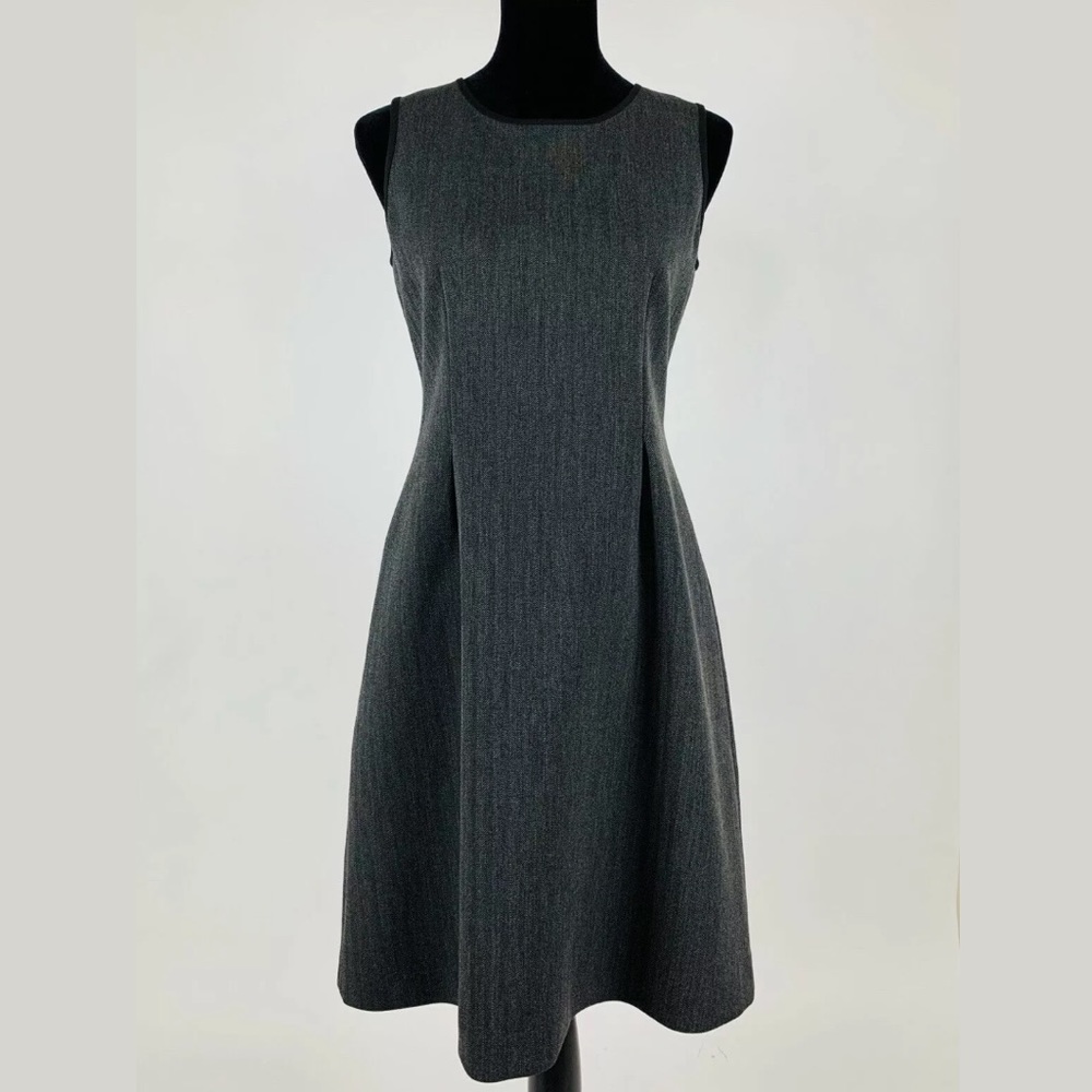 J.Crew Bonded Herringbone Dress Charcoal Gray 6 - Sleveless Fit Flare